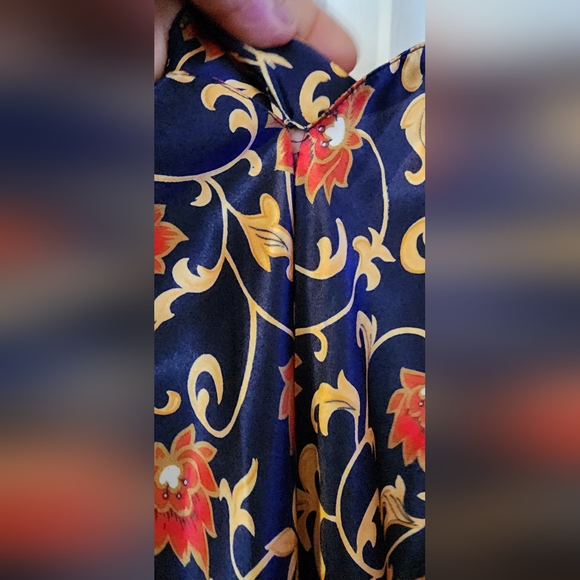 1980's Frederick's of Hollywood‎ Dark Blue Floral Slip PJ Size S - Picture 5 of 8